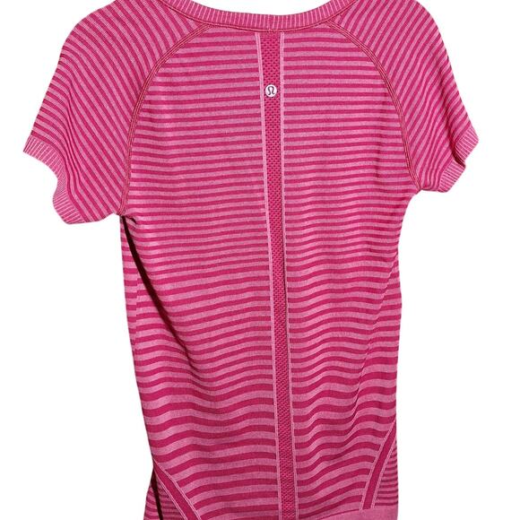 Lululemon Run Swiftly Heathered Berry Rumble tee athletic tee pink striped 8 - Picture 5 of 7
